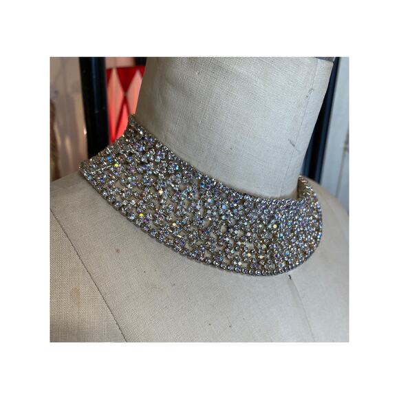 vintage style rhinestone choker statement necklace a b crystal cocktail new year - Picture 3 of 9